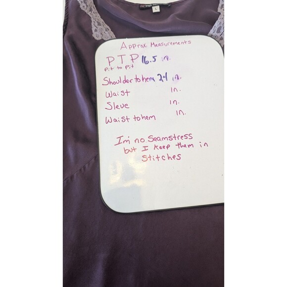 90s Y2K Leigh Bantivoglio Silk lace Camisole Tank L Purple Fairycore Romantic - Picture 7 of 7